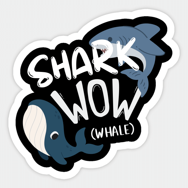 Shark and Whale (WOW) Funny cute Kid boy Sticker by CoolFuture